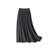 jupe plissée unie taille haute pour femme - jupe parapluie trapèze épaisse, gris foncé 9., 44