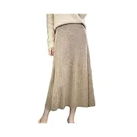 jupe en laine tricotée longueur genou élastique taille haute jupe trapèze unie pour femme, tuo se, 40