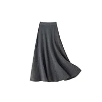 hdhdeueh jupe en laine pour femme - taille haute - jupe parapluie tricotée, gris foncé 9., 44