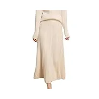jupe plissée en cachemire uni taille haute pour femme - jupe trapèze ajustée avec un mot, blanc, taille unique