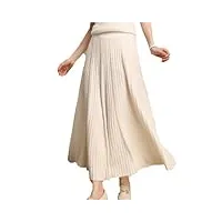 hdhdeueh jupe plissée en cachemire taille haute pour femme, ivoire, taille unique