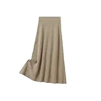jupe trapèze mi-longue en laine pour femme - jupe trapèze taille haute élastique, tuo, taille unique