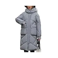 suwequest manteau d'hiver pour femme - veste chaude et décontractée à capuche - longue parkas, gris, m