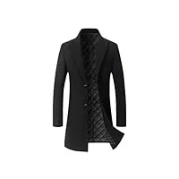 dbfbdtu manteau long en laine pour homme trench épais décontracté veste pour homme, black plus cotton, xxxxl
