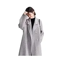 manteau en laine double face pour femme automne et hiver manteau long épais mi-long, gris, m