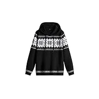 skinii men's fashion hoodies， autumn winter hooded men print sweater knitted hoodie tops black beige slim fit casual pullover sweaters (color : black, size : l)