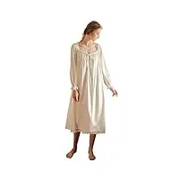 vejia robe de nuit en coton à manches longues pour femme, longue, ample, grande taille, pyjama de cour rétro, vêtements de princesse pour la maison