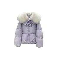 haitpant veste d'hiver courte et chaude pour femme avec col en fourrure 90 % blanc, violet, m