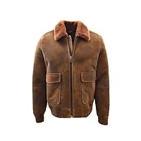 house of leather curtis veste bomber en peau de mouton pour homme marron roux, marron gingembre, xl
