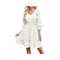 grace karin chic robes de soirée femme grande taille casual robe a-ligne trapèze volantés blanc -1 xxl