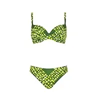 sunflair - basic - femme - ensemble bikini - avec armatures - séchage rapide - maillot de bain, vert, 105e