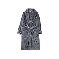 pjfcs hommes de grande taille flanelle peignoir d'hiver de bain robe nuit de nuit robe de chambre confortable robe,gris,6xl