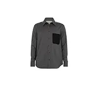yes london chemise en laine xcm7147 homme bicolore plomb/noir, gris, medium