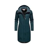 ragwear manteau de transition léger en maille côtelée pour femme - coupe-vent - avec capuche - letti long bonded - tailles xs à 6xl, pétrole, l