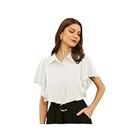 grace karin femmes vintage top en mousseline chemisier Élégant manches courtes bouffantes t-shirts tops xxl blanc
