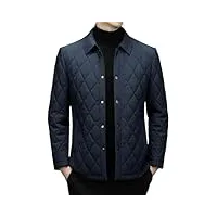 manteau d'hiver pour homme - veste en coton à carreaux diamant épais pour homme, noir foncé, xs
