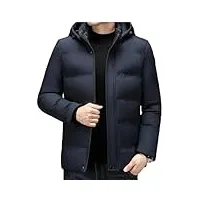 veste rembourrée pour homme - manteau d'hiver à capuche amovible - parkas noirs épais pour garder au chaud, bleu marine, xxxl