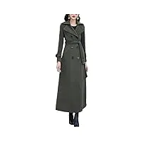suwequest manteau long vintage en laine mélangée à double boutonnage pour femme, gris en8, l
