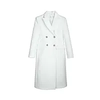 manteau d'hiver en laine pour femme, élégant, épais, chaud, cachemire, laine mélangée, vêtements d'extérieur, manteau long tendance, blanc, xl
