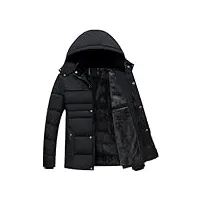 wjnvfioo veste d'hiver parka pour homme - manteau épais à capuche - manteau chaud décontracté pour homme, noir , l