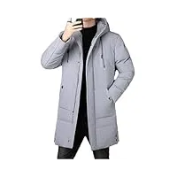 fashion parkas hommes hiver Épais casual manteau chaud long coupe-vent classique coupe-vent business manteau, gris, xl