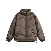 parka d'hiver pour homme - couleur unie - rétro - col montant - manteau épais, kaki, l