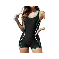 shekini maillot de bain une pièce pour femme cutout maillot de bain 1 piece contrôle abdominal maillot de bain sportif femme(s, noir-vert)