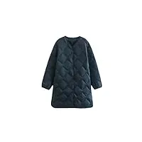 veste longue ultra légère en duvet de canard à simple boutonnage pour femme manteau chaud à col rond, en8, s