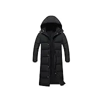 nlievara vestes longues en duvet pour homme - genoux d'hiver - manteau long - section épaisse - grande taille - manteau noir, noir , m