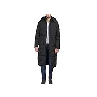 nlievara manteau long en coton pour homme - manteau épais et chaud à capuche - manteau décontracté, noir , xl