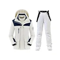 fjnbbiot ensemble de vêtements de snowboard d'hiver pour femme - coupe-vent - chaud - Épais - pantalon de neige et veste en duvet, lot de 12., xl