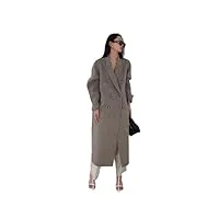 hdhdeueh manteau long en cachemire double face pour femme avec poches à double boutonnage, gris foncé 9., s
