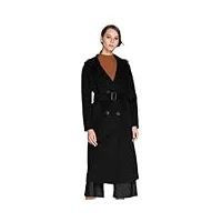 manteaux à simple boutonnage en laine pour femme - trench solide - veste à capuche à manches longues, noir , taille unique