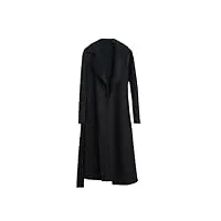 hdhdeueh manteau long vintage en laine noire à double boutonnage pour femme, noir , l