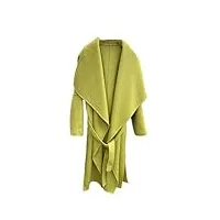 hdhdeueh manteau long vintage en laine pour femme avec col à revers, jaune, s