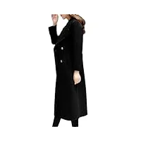 tdvcpmkk manteau long en cachemire à double boutonnage pour femme, noir , 5xl