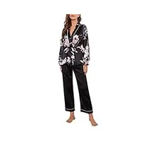 magill print fashiong ensemble de pyjama doux pour femme avec ceinture et manches longues - vêtements de nuit confortables (couleur : d, taille : medium) (cs)