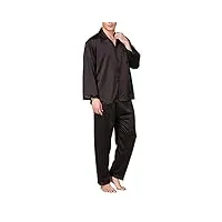 exkate ensemble pyjama pour hommes, vêtements de nuit, chemise de nuit en satin doux et confortable (couleur : a, taille : 3xl code)