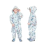 hovkib combinaison de pluie pour enfants garçons filles imperméable une pièce combinaison imperméable zippée poncho de pluie respirante vestes de pluie léger 1-3 ans
