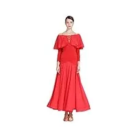robe latine châle, robe de salle de bal, robe rumba, robe de danse flamenco espagnole, rouge, l