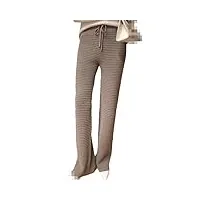 hgvcfcv cashmere pantalon large pour femme en tricot doux cachemire jambe large pantalon long printemps et automatique, kaki9., m