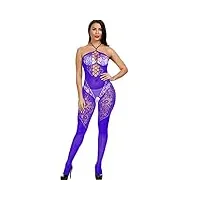 topjiao femmes sexy halter lingerie résille bodystocking sous-vêtements de nuit chemises bodys jarretière lingerie de marque (purple, one size)