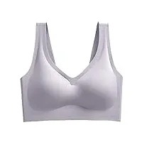femmes anneaux acier sans sous-vêtements lingerie bra size yoga vest plus sports body ouvert (grey, one size)