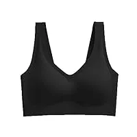 femmes anneaux acier sans sous-vêtements lingerie bra size yoga vest plus sports body ouvert (black, xxl)