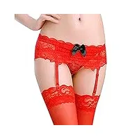 topjiao avec contain not pants jarretière culotte dentelle pour femmes ne chaussettes t belt lingeries pour femmes (red, one size)
