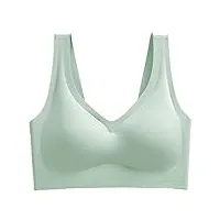 femmes anneaux acier sans sous-vêtements lingerie bra size yoga vest plus sports body ouvert (green, m)