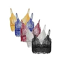 5pcs femmes plus taille dentelle vest crop wireless bra lingerie sexy v neck sous-vêtements lingerie humour (multicolor, xxxl)