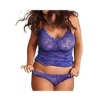 underwire muslin corset sous-vêtements dentelle racy sleepwear lingerie tops + briefs femmes cycliste lingerie (blue, xxxl)