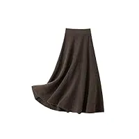 hgvcfcv jupe trapèze en cachemire taille haute élastique pour femme - 100 % laine mérinos tricotée - jupe enveloppante mi-longue, café, 52