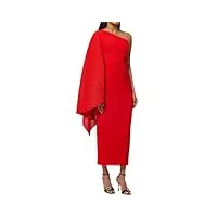 robe de soirée plissée asymétrique asymétrique à manches volantes pour femmes, rouge, taille unique